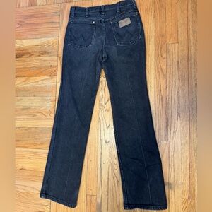 Vtg Wrangler Slim Fit Black Cowboy Cut W/ Stretch Tapered Denim Jeans Size 30x32